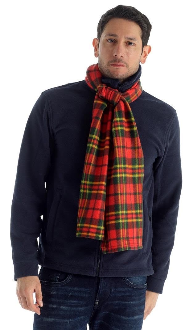 Adore Red Super Soft, Cosy And Warm Tartan Check Fleece Scarf Scarves With Tassles (Red)