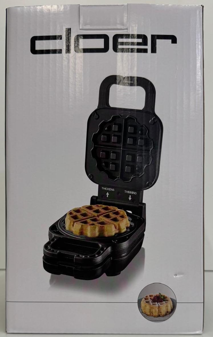 Cloer 6150 Waffle Pie Maker, Piastra per waffle per waffle ripieni, Mini waffle 11,5 cm Ø o con anello distanziatore per riempimento XXL, con rivestimento antiaderente, 800 W, nero