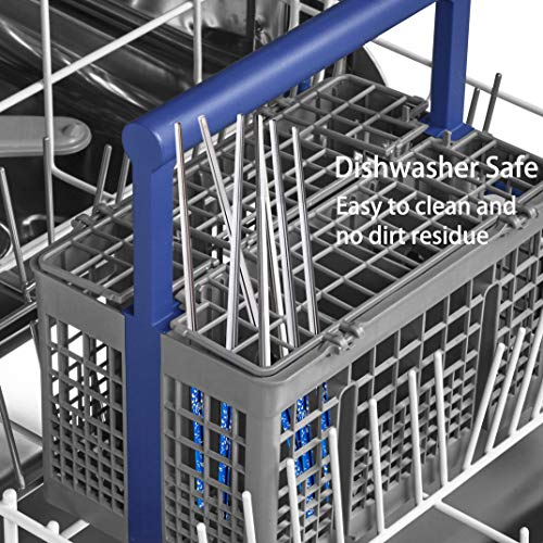 Titanium Plated Chopstick Stainless Steel Chopsticks Metal Chopsticks Reusable Dishwasher Safe Premium Laser Engraved Chop Sticks For Eating 2 Pairs Gift Set Blue Silver #TOP4