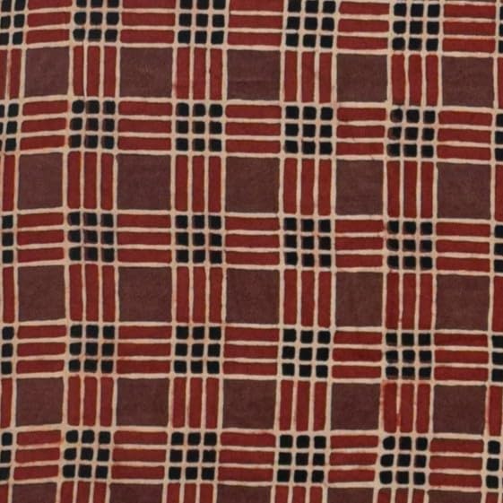Image of Ethnics of Kutch Womens's Ajrakh Modal Silk Natural Dye Hand Block Print Unstitched Kurta Fabric