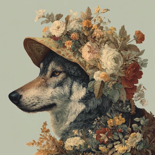 Ensemble DIY avec motif pré-imprimé loup au chapeau idée cadeau manuel
