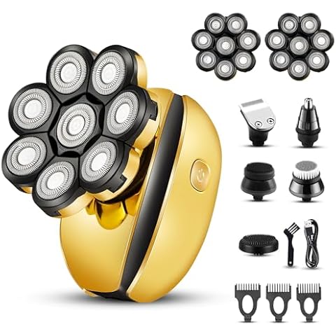 VOTMONI 8D Head Shavers for Bald Men Electric Razor for Men Multifunctional Grooming 5 in 1 Wet Dry Rotary Shavers & Nose Ear Hair Trimmer Clippers Kit Rechargeable Rotary Shaver with LED Display Cover