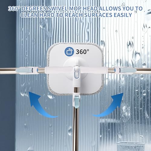 PTSUPLES Wischmopp Set mit Eimer – 360° Spin Mop für Holz-, Fliesen- und Marmorfußböden, Bodenwischer-Set mit Zwei austauschbaren Mikrofaser-Wischbezügen – Bild 6