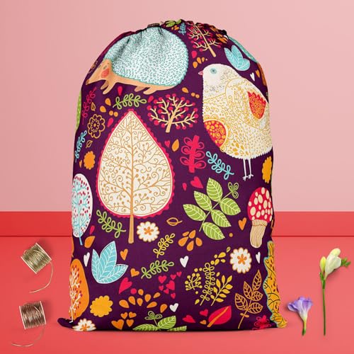 Image of ArtzFolio Crew Cut Leaves D2 | Reusable Sack Bag | Bag for Gym, Storage, Vegetable & Travel