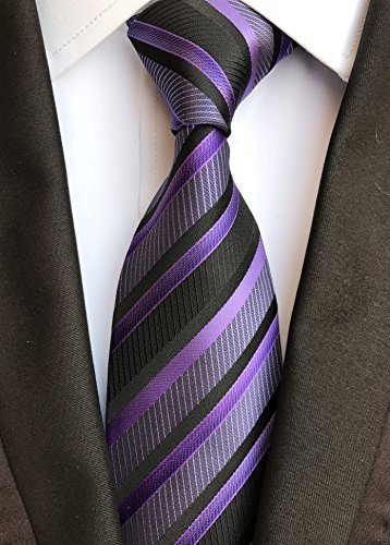 Image of Elfeves Men's Modern Striped Patterned Formal Ties College Daily Woven Neckties