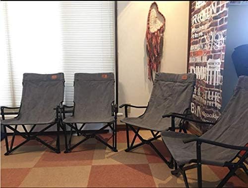 Miniatura 8 de CAMPINGMOON - Silla plegable de lona de algodón para fogata, hoguera abierta, estilo bajo, color gris, F-1003C-H