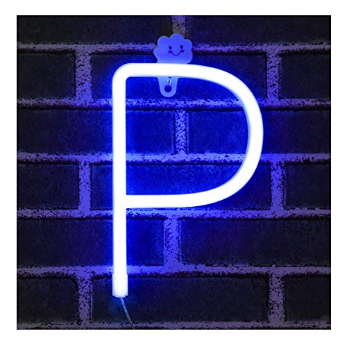 Azul Letreros de neón Luz nocturna Luces LED de marquesina Arte de neón Luces decorativas Decoración de pared para niños Habitación para bebés Decoración de banquete de boda de Navidad (P)