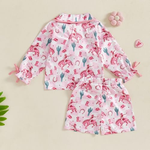 Toddler Baby Girl Satin Pajama Set 2Piece Silk Pjs Western Sleepwear Long Sleeve Button Down Top And Shorts Pajamas3