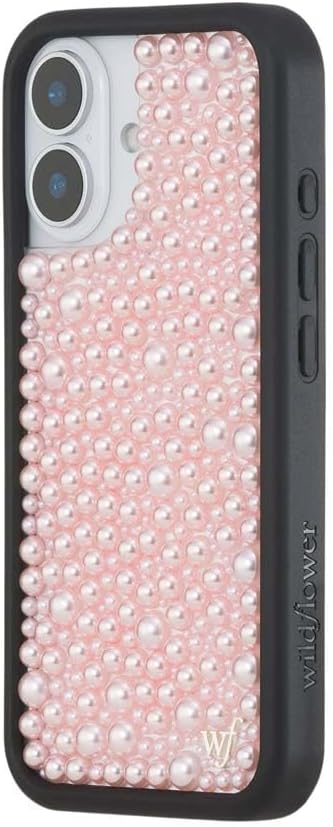 Wildflower Cases - Compatible with iPhone 17 | Protective Black Bumper, 6.5ft Drop Test Certified, Women Owned Small Business | Pearl Pink