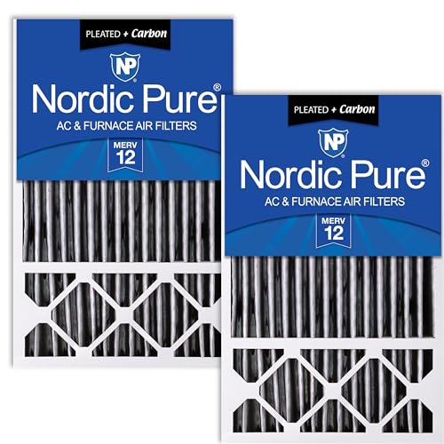 Image of Nordic Pure 16x25x5 (15 3 /4 x 24 3 /4 x 4 3 /8) Honeywell Replacement Air Filters MERV 12 Plus Carbon 2 Pack | Actual Size: 15 3 /4 x 24 3 /4 x 4 3 /8 Honeywell Replacement Made in USA, Advanced HVAC Furnace Filtration, Pet & Odor Control