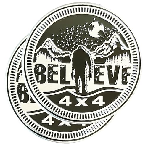 Image of Squatch 4 PCS Metal Automotive Badge, 3D Round Car Badges Emblems, Compatible with Jeep Wrangler Vehicles Trucks SUV RV