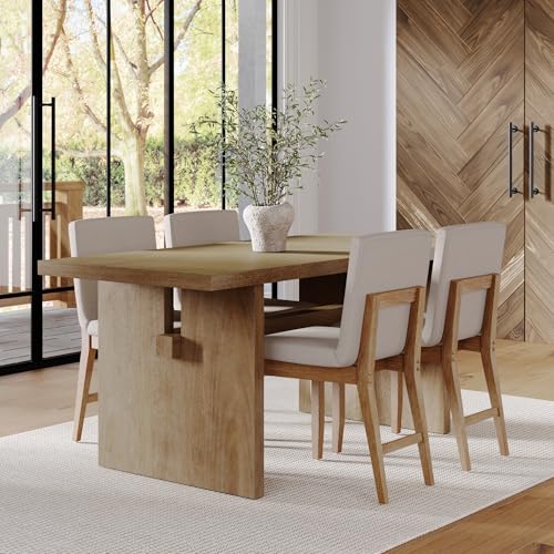Nathan James Briggs Modern Dining Table for 6, Small Rectangle Dining Table, Solid Wood in Light Brown Finish
