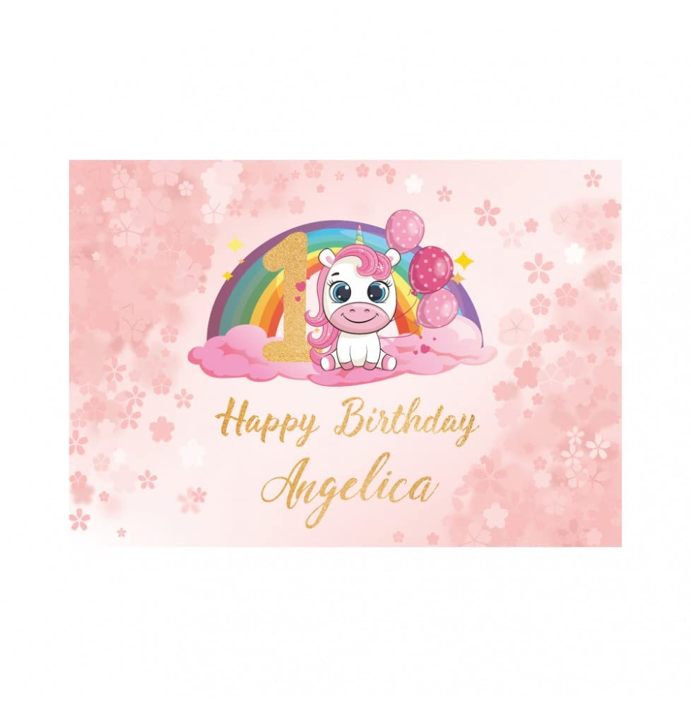 BANNER STRISCIONE PERSONALIZZATO CON NOME E NUMERO- BUON COMPLEANNO unicorno rosa- ANCHE DA ESTERNO - BANNER PVC DA ESTERNO GARANZIA 5 ANNI (400X150 CM)