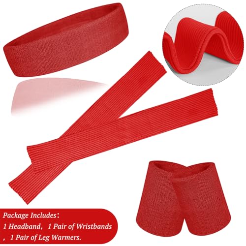Image of v28 Neon Leg Warmers Set for women Headband Sweatbands Wristbands 80s 90s Pink Running Fanny 80's Plus Size Costumes Pack