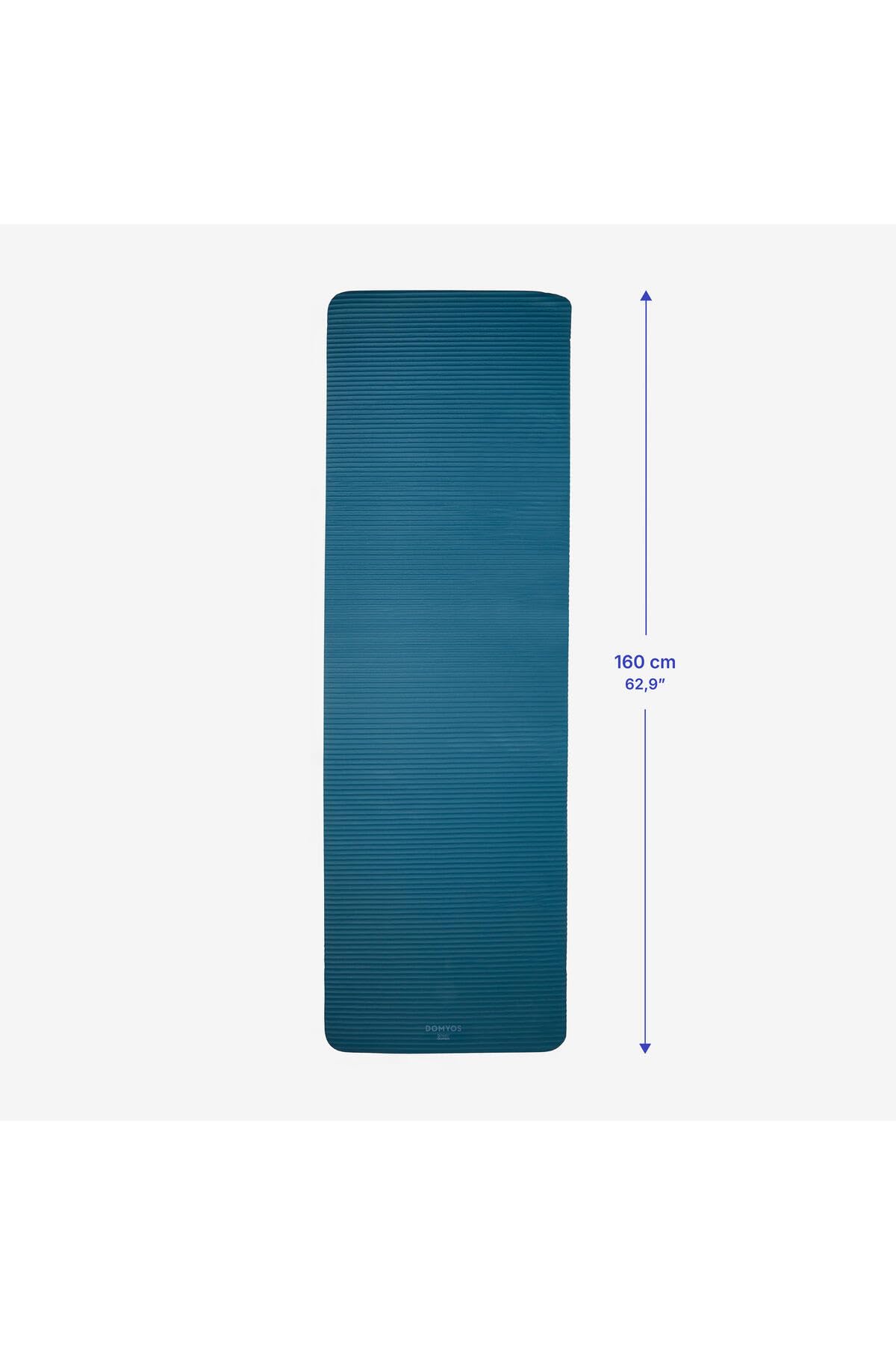 Tapis de sol pour pilates et gym douce - Solide et confortable - 160 cm x 55 cm x 10 mm - Poids 750 grammes - Couleur bleu