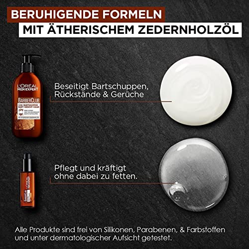 Foto von L'Oréal Men Expert Bartpflege Set mit Bartöl und Bartshampoo, Barber Club Herren Bartpflege Geschenkset, 1 x 230 ml