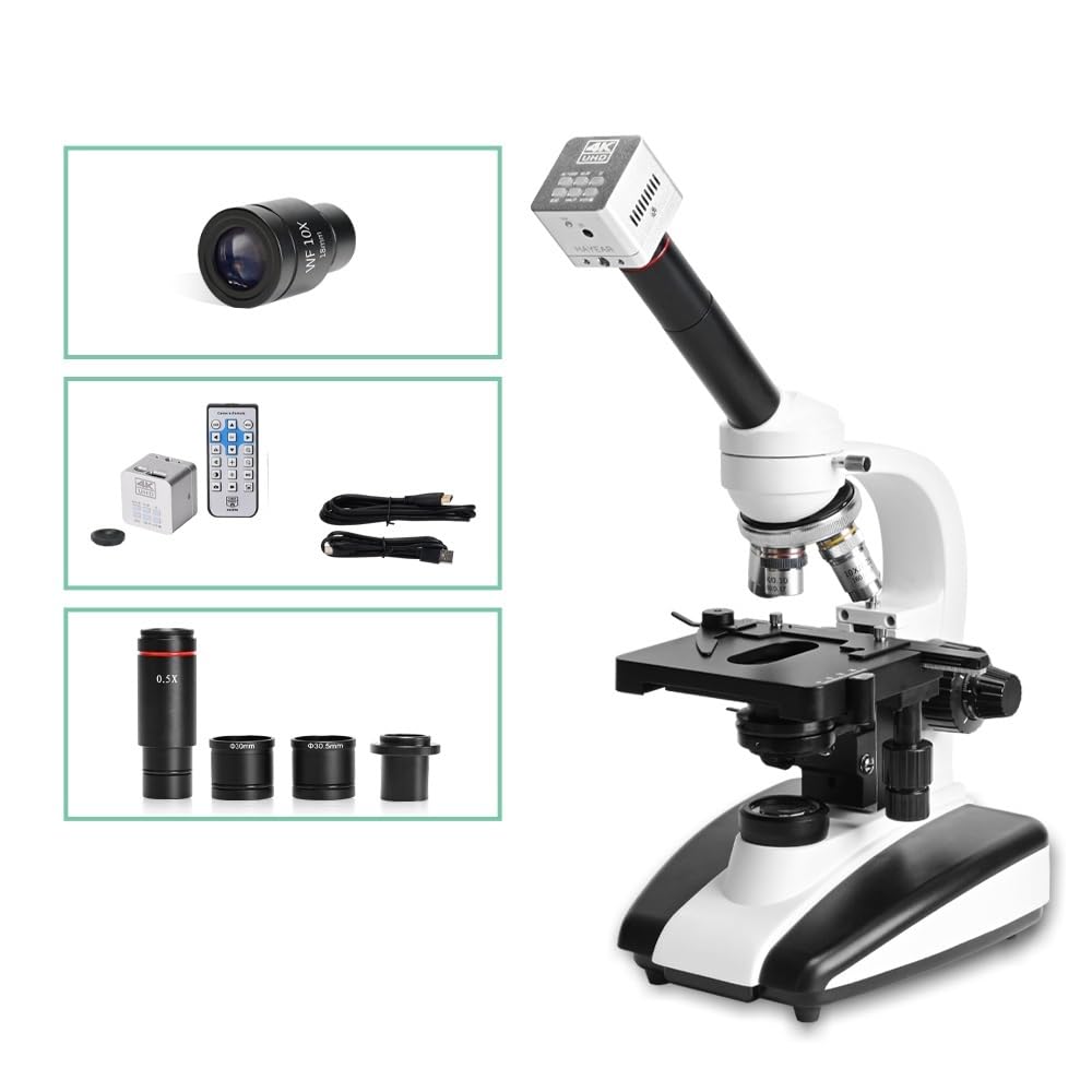 Microscopio, Microscopio biologico professionale 40X-1000X for studenti, laboratorio scientifico educativo, Microscopi monoculari con fotocamera USB da 41 MP,Prodotti scientifici e da laboratorio