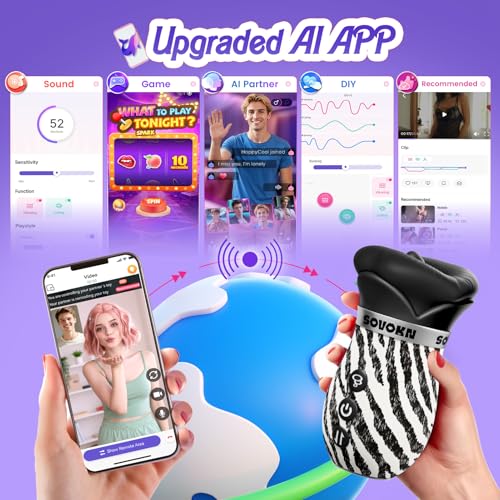 Image of Vibrator Adult Sex Toys for Women - New Zebra Print Mouth Sex Toy with 10 Tongue Licking, 3 Auto & Manual Suction, Smart AI App Control Vibrators for Clit Nipple Anal, Adult Toys & Games for Couples