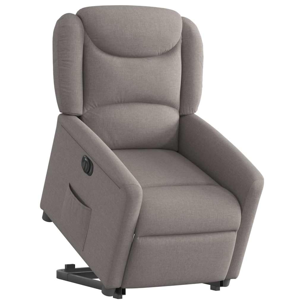Genérico Sillón eléctrico reclinable elevable de Tela Gris Taupe,Sillas,Sillones-3303221