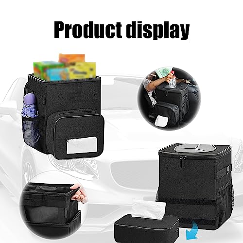 Image of 1 PC Car Trash Can, Leak-Proof Storage Bag, Hanging Multipurpose Car Trash Bag, Collapsible Car Tissue Holder, Universal Waterproof Pockets Accessories (Black)