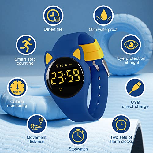 Image of Kids Watches for Girls Boys Digital Sport Watch with Step Counter Pedometer Vibration Alarm Clock, No App Waterproof Fitness Tracker Kids Watch Boys Girls Teens Students Ages 5-16