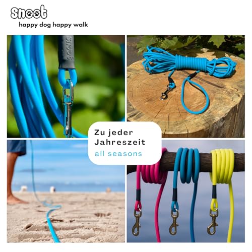 10m Schleppleine Hunde, Wasserfeste Hundeleine Rundleine mit Handschlaufe, Robuste Freilauf-Trainingsleine Cyan-Blau, bis 35kg