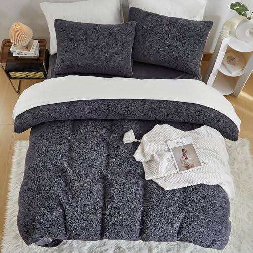 Covebett Winter Warm Bettwäsche 135x200 Grau Teddy Fleece Cashmere Touch – Ansicht 4