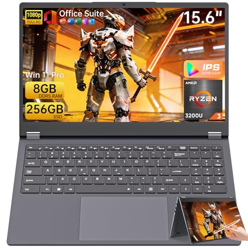 Moxalc 15.6' Laptop Computer, 8GB DDR5 RAM 256GB SSD AMD Ryzen R3 3200U(up to 3.5 GHz) Laptop, 360°...