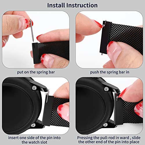 Cobee Metal Magnetic Watch Band, Mesh Woven Quick Release Watch Strap, Adjustable Stainless Steel Replacement Straps With Magnetic Clasp, Smart Sport Watch Wristbands For Men Women Teen(Black, 18Mm) #TOP3