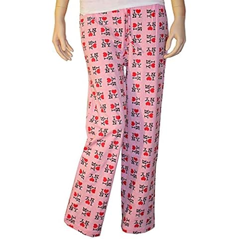 I Love NY Lounge Pants Pajama Bottoms New York Sleepwear (Light Pink, Large) Cover