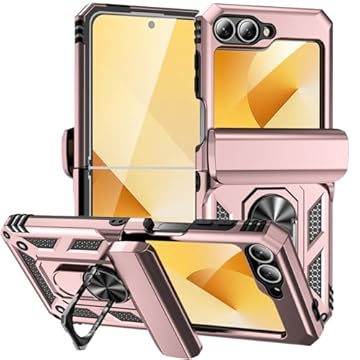 Capa para Samsung Galaxy Z Flip 6 Flip6 Capinha | Capa de proteção contra quedas de nível militar com suporte - Rosa