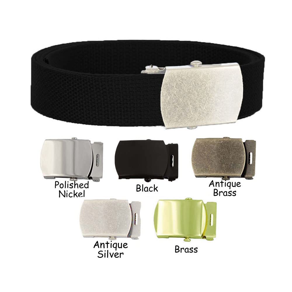 I Craft for Less Canvas Belt Military Style - Black Belt- Choose Size and Buckle Color (Antique Silver Buckle, S 30-32)