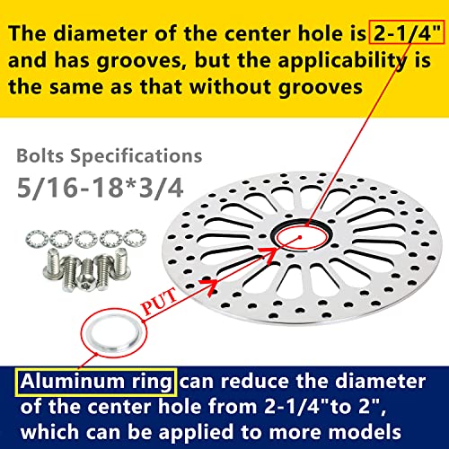 11.5'' 2 Piece Front Brake Rotor for Harley Davidson Touring Softail Sportster Dyna Early Super Glide,Mirror-Polished Vibration Proof Hardened Stainless Steel Rotors Motorcycle Models