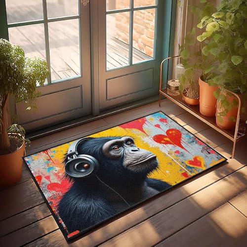 Tapis de sol chimpanzé pour entrée intérieure moderne et dynamique - 2