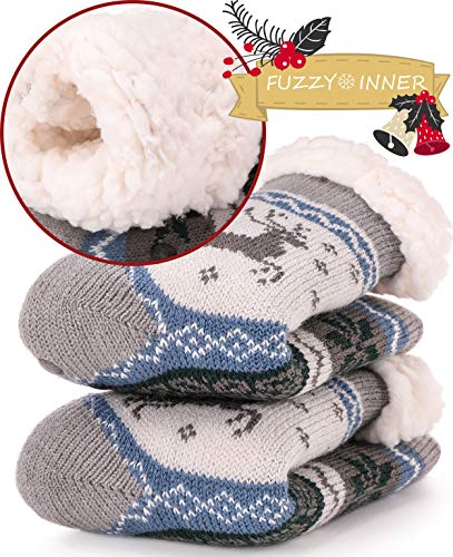 Image of MOGGEI Girls Slipper Fuzzy Socks Kids Boys Fluffy Fleece Lined Warm Plush Sherpa Winter Child Home Socks