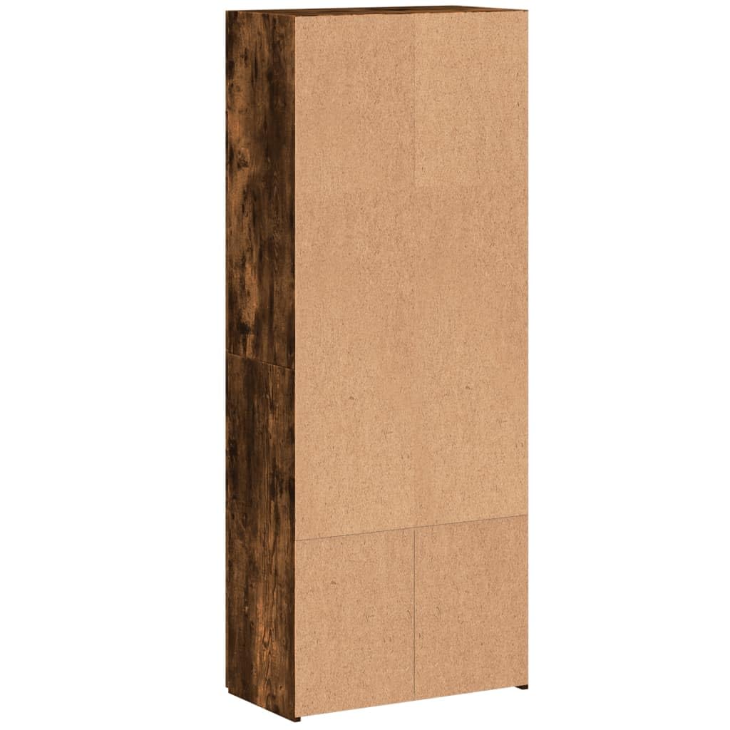 Brokky Schedario Rovere Fumo 60x32x153 cm in Truciolato-Cassettiera,Mobiletto da Ufficio con Serratura,Regolabile per Cartelle Sospese,Superficie Testurizzata,per Ufficio,Studio