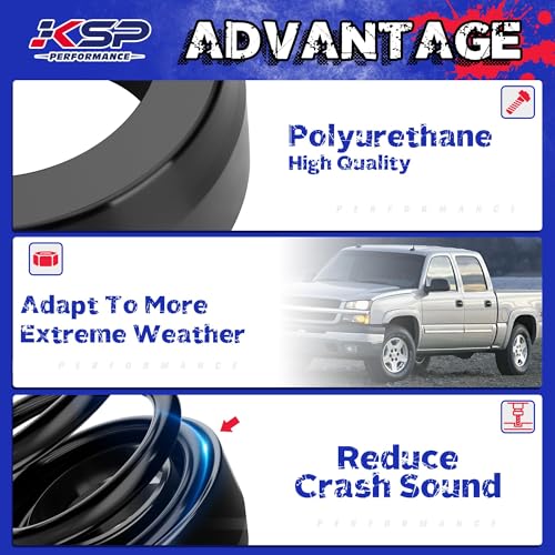 KSP 3" Leveling Lift Kits for Silverado 1500 1999-2006, 3inch Front Suspension Lift Kit Compatible With Ch-e-vy GMC Sierra 1500 2WD, 2pcs PU Coil Spring Spacer Raise 3in on Che/vro/let Truck Chassis