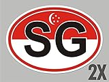 2 Singapore SG Oval Stickers Flag Decal Bumper car Bike Emblem CL055