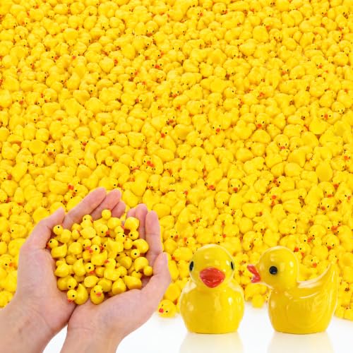 Image of Goaste 300 Pieces Mini Resin Ducks, Tiny Yellow Duck Figurines, Cute Duck Miniatures Bulk for Cake Decoration, School Project Accessories, DIY Crafts, Fairy Garden Landscape Aquarium Decorations