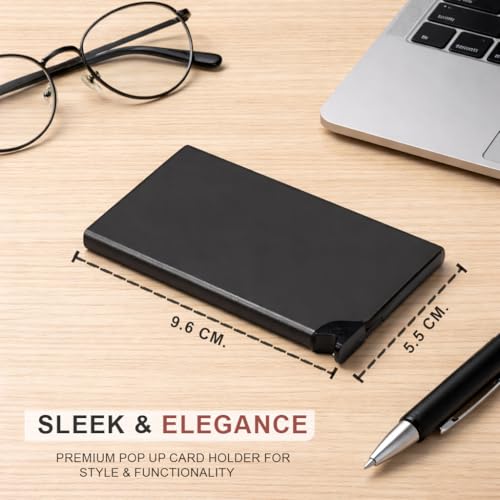 Image of VOGARD Slim RFID Card Holder for Men & Women | Metal Minimalist Wallet | Holds Up to 8 Cards | Lightweight Secure Card Case (Black)