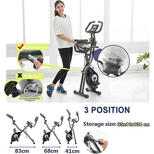 Image of Bike Exercise Bike Collapsible /Folding Cardio Exercise Bike LCD Monitor Home /Gym Strengthen Muscle Training (Green)