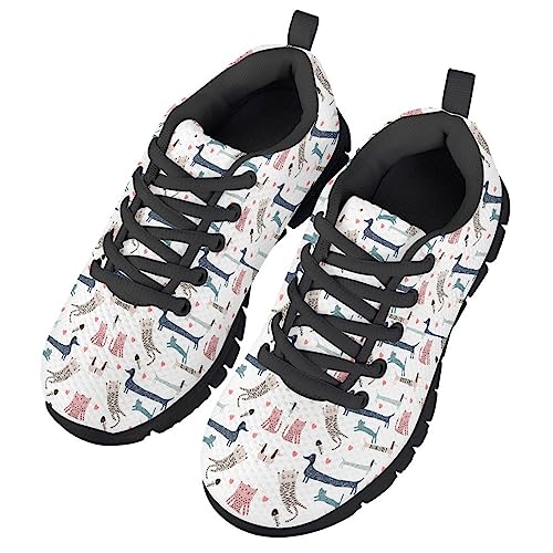 MARSVOVO Boys Girls Walking Shoes Non Slip Flexible Athletic Lightweight Breathable Printed Kids Running Shoes Most Comfortable Black White Sole Casual Fashion Non Slip Sport Kids Sneakers
