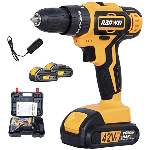 Spacmirrors Akku-Bohrschrauber, Schlagbohrschrauber Akkuschrauber-Set, 42V mit LED-Licht, professionelle Akku-Schlagbohrmaschine