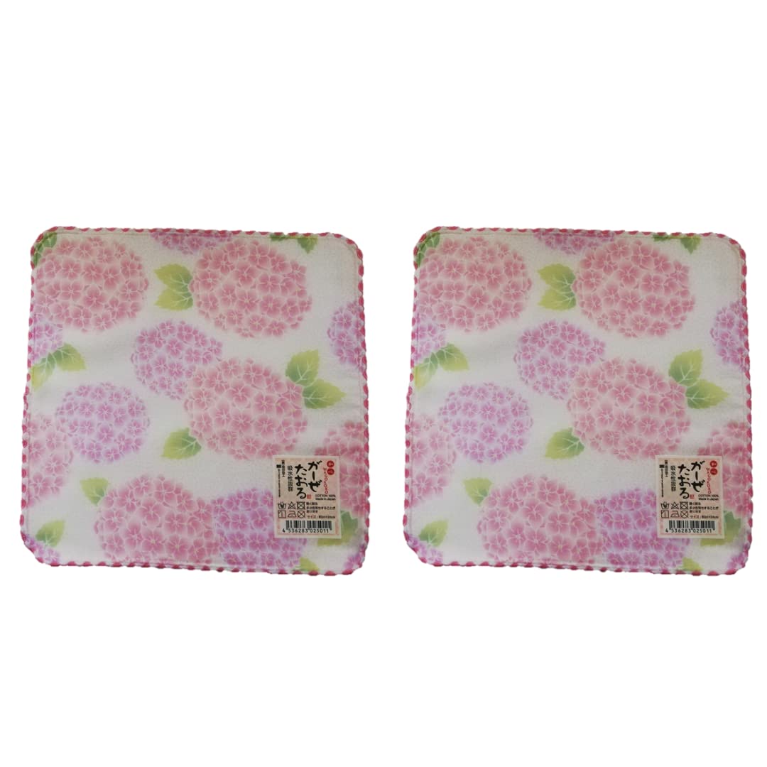 Maeda Senko Japanese Gauze Towel WAGOKORO Hydrangea Pattern (Pink)