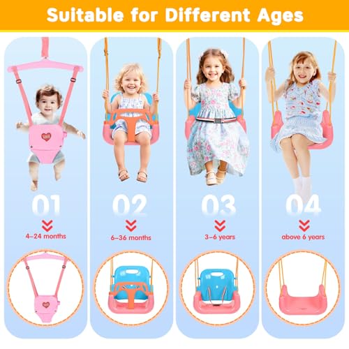 Image of 4 in 1 Toddler Swing Set & Baby Jumper, Foldable Swing Set for Backyard