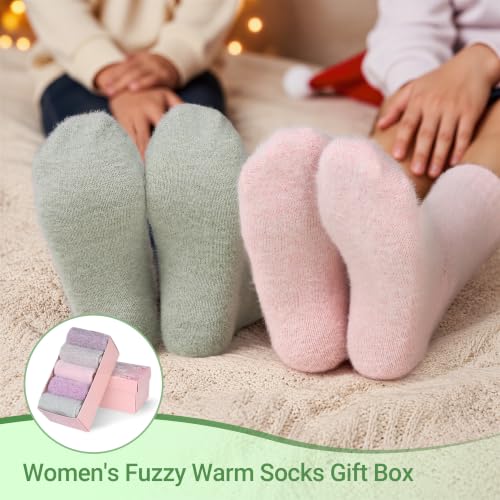 Image of SISOSOCK 5 Pairs Fuzzy Soft Cozy Comfy Socks Warm Birthday Gifts for Women