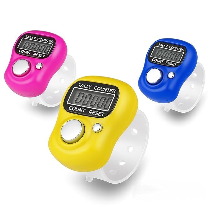 AQON Digital LCD Tally Counter Ring Set Pack of 3 Multicolor Electronic Finger Counter for Prayer, Japa, Tasbeeh, Sports Activities 3 Multicolor (Min Quantity - 2)-image-4