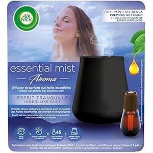Airwick Diffuseur d’Huiles Essentielles Essential Mist + 1 Recharge Parfum Lavandin et Eucalyptus