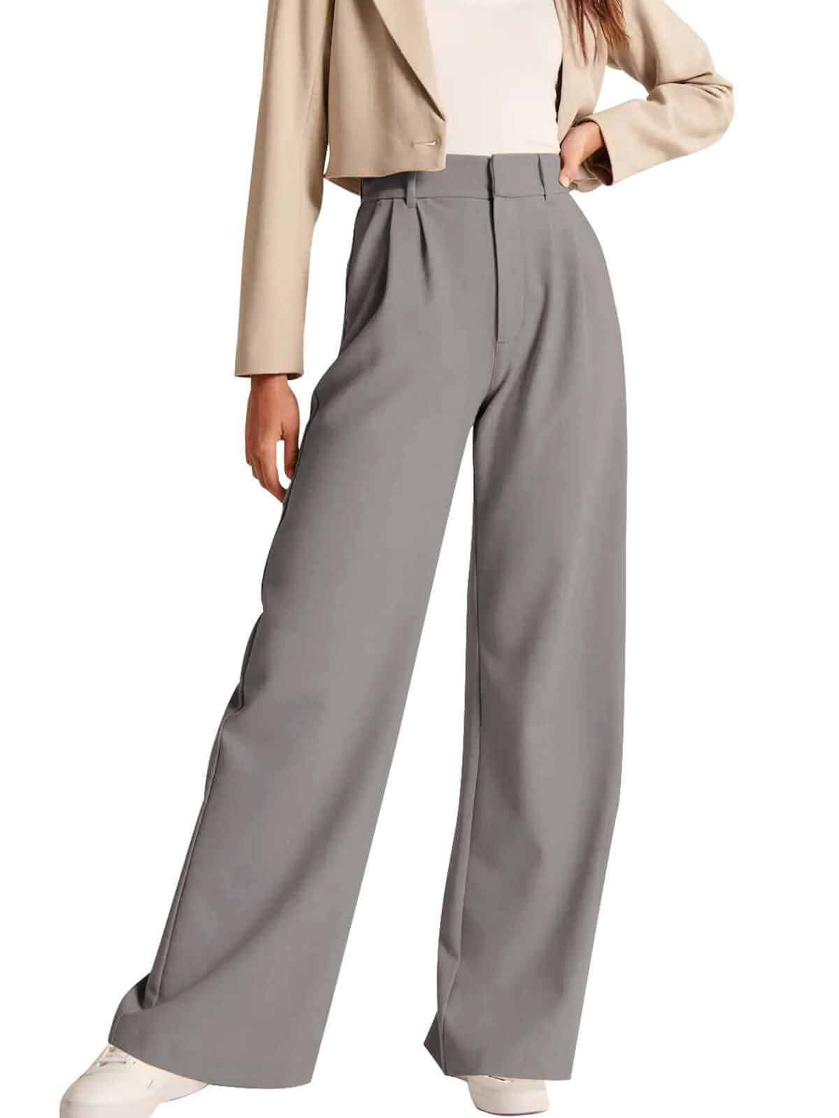 NIMIN Women Work Pants Business Casual Outfits Dress Trousers with Pockets Wide Leg Pants, Front Pleated, Office Formal Daily Wear Slacks, Professional Interview Outfits