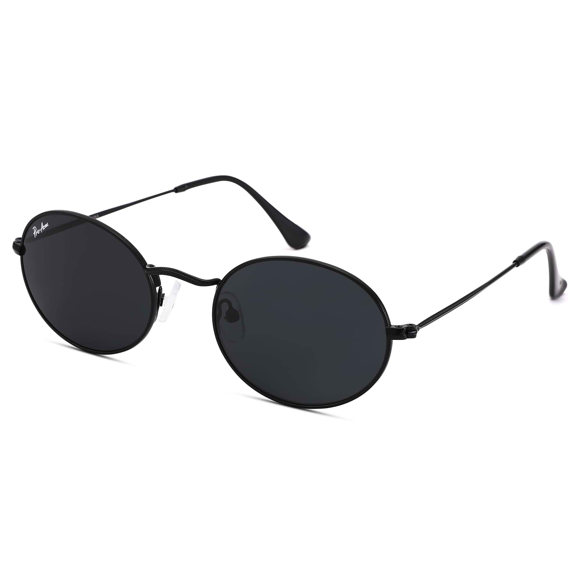 Pro Acme Retro Oval Sunglasses Glass Lens, Small Metal Frame Trendy 90s Sun Glasses for Women Men